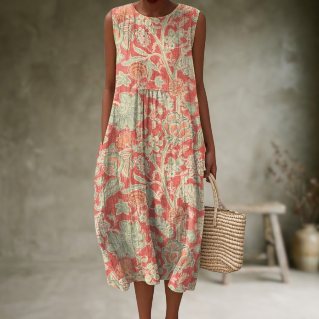 Natia - Sleeveless Cotton Midi Dress