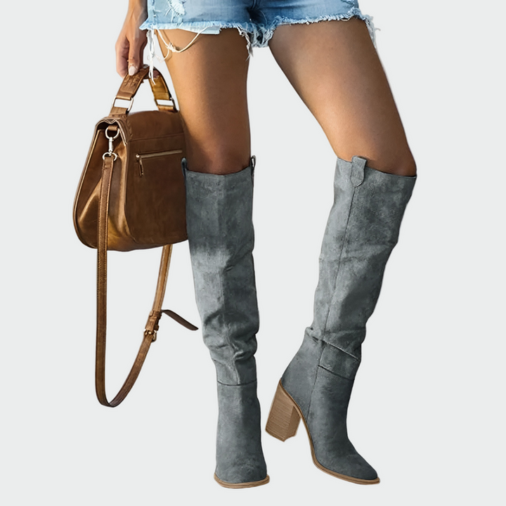 Giada - Elegant Leather Knee High Boots