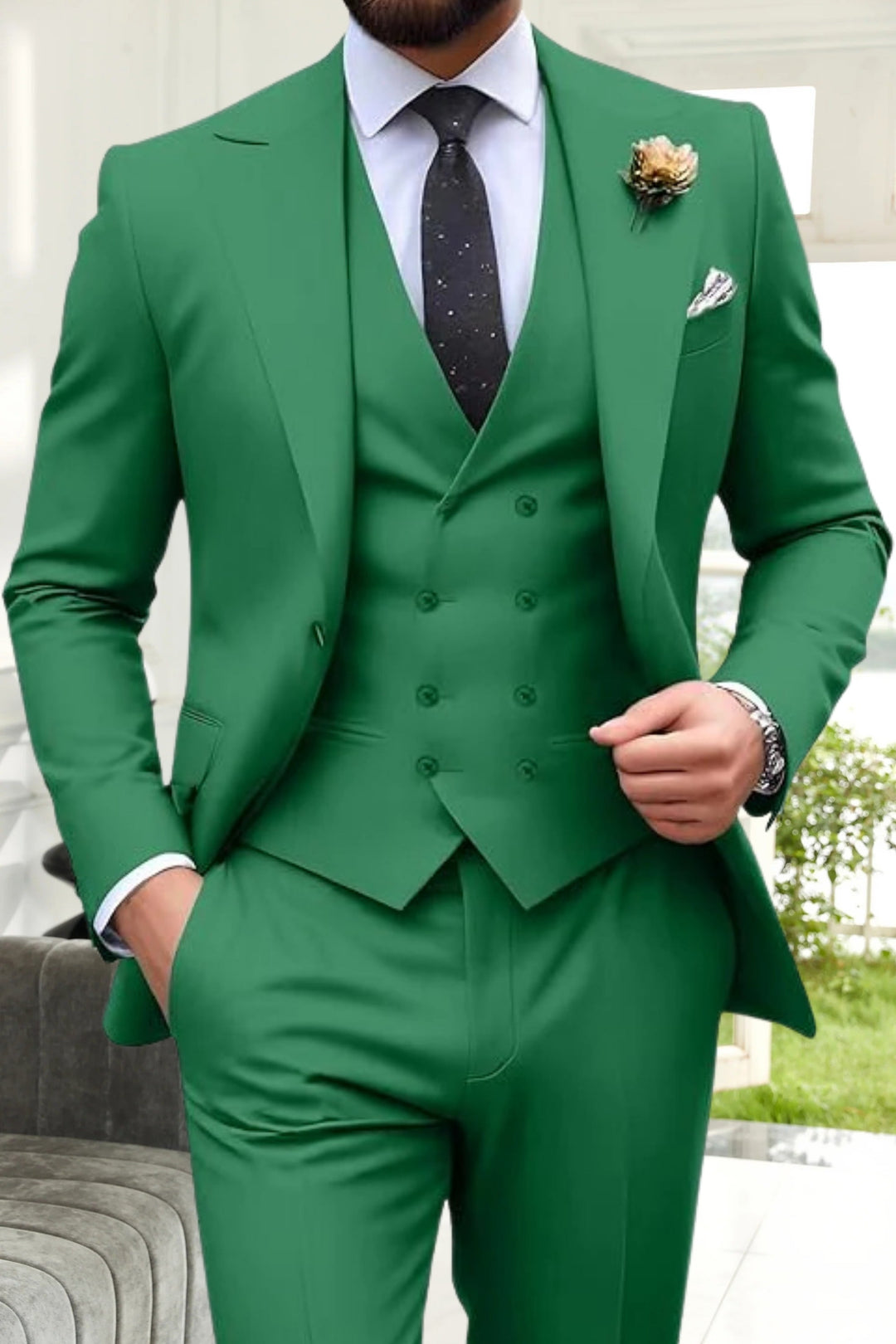 Gremist - Peak Lapel Slim Fit 3 Piece Suits