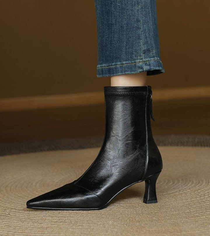 Lielah - Leather Ankle Boot With Zipper