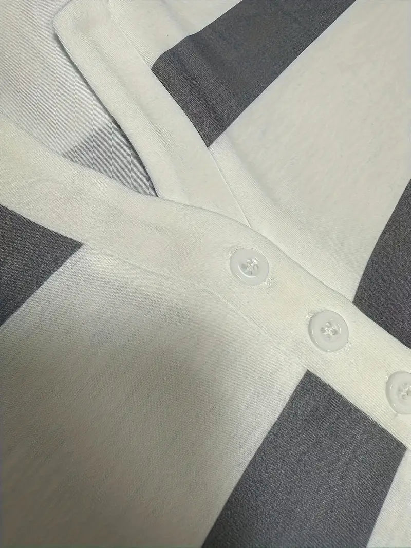 Dakota - Casual V Neck T Shirt With Striped Print