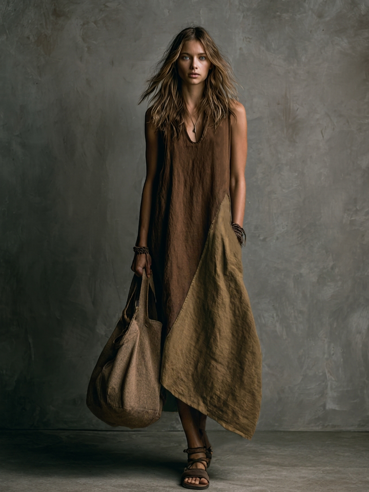 Tylissa - Long Asymmetrical Patchwork Dress
