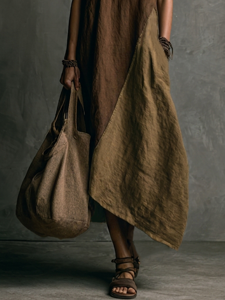 Tylissa - Long Asymmetrical Patchwork Dress