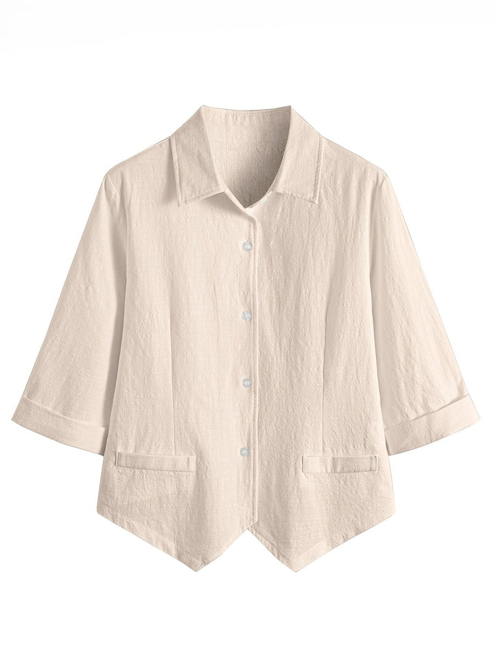 Tessisa - Loose Open Collar Short Sleeve Shirt