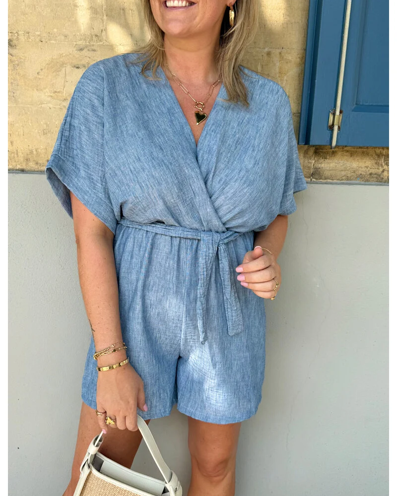Lerusik - Linen Short Sleeve Playsuit