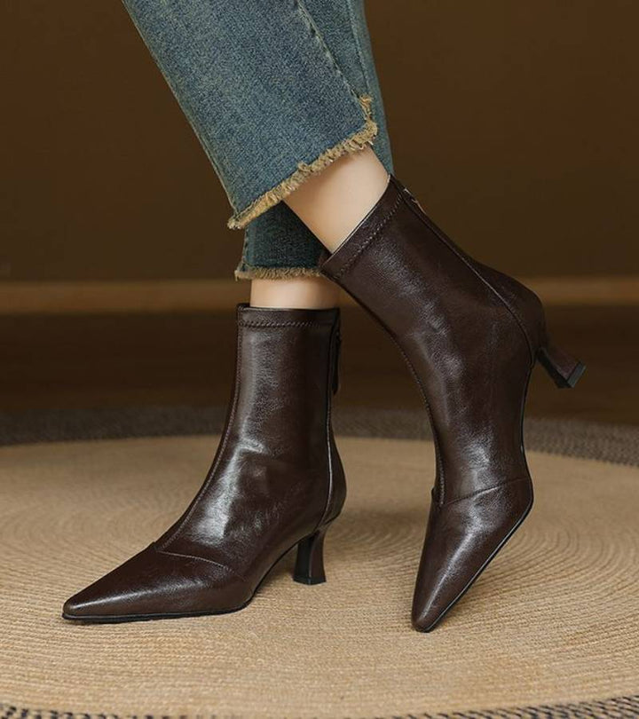 Lielah - Leather Ankle Boot With Zipper