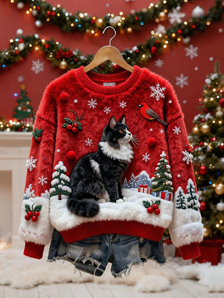 Laetitia - Christmas Sweater With a Cat Motif