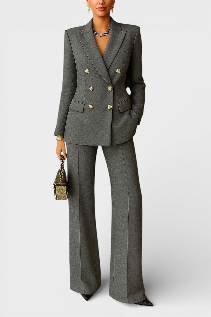 Kalyn - Double Breasted Blazer And Wide Leg Trousers