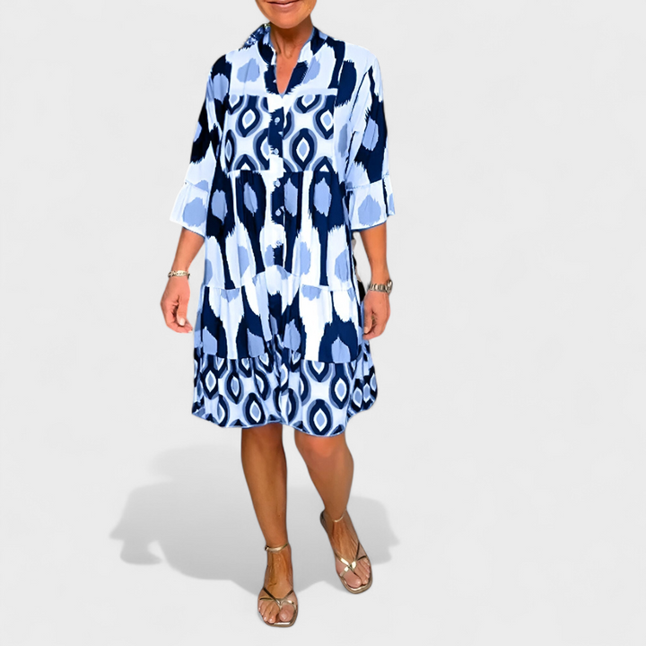 Suciana - Boho Print V-Neck Dress