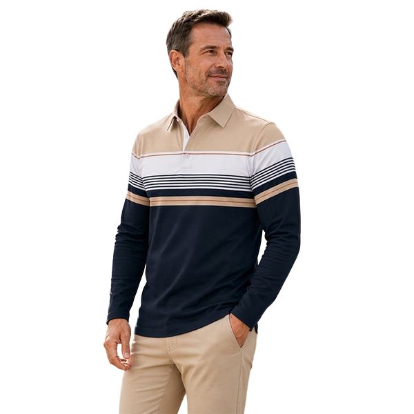 Mariuswin - Polo Shirt With Long Sleeves and Stripes