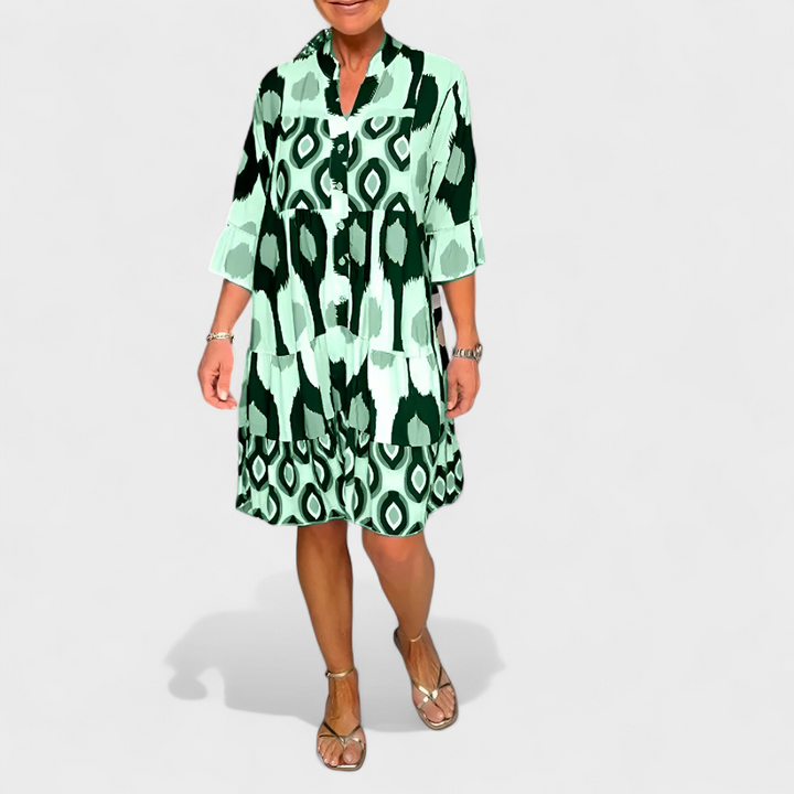 Suciana - Boho Print V-Neck Dress