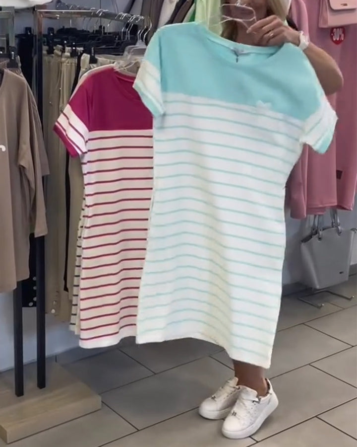 Luella - Casual Striped Round Neck Dress