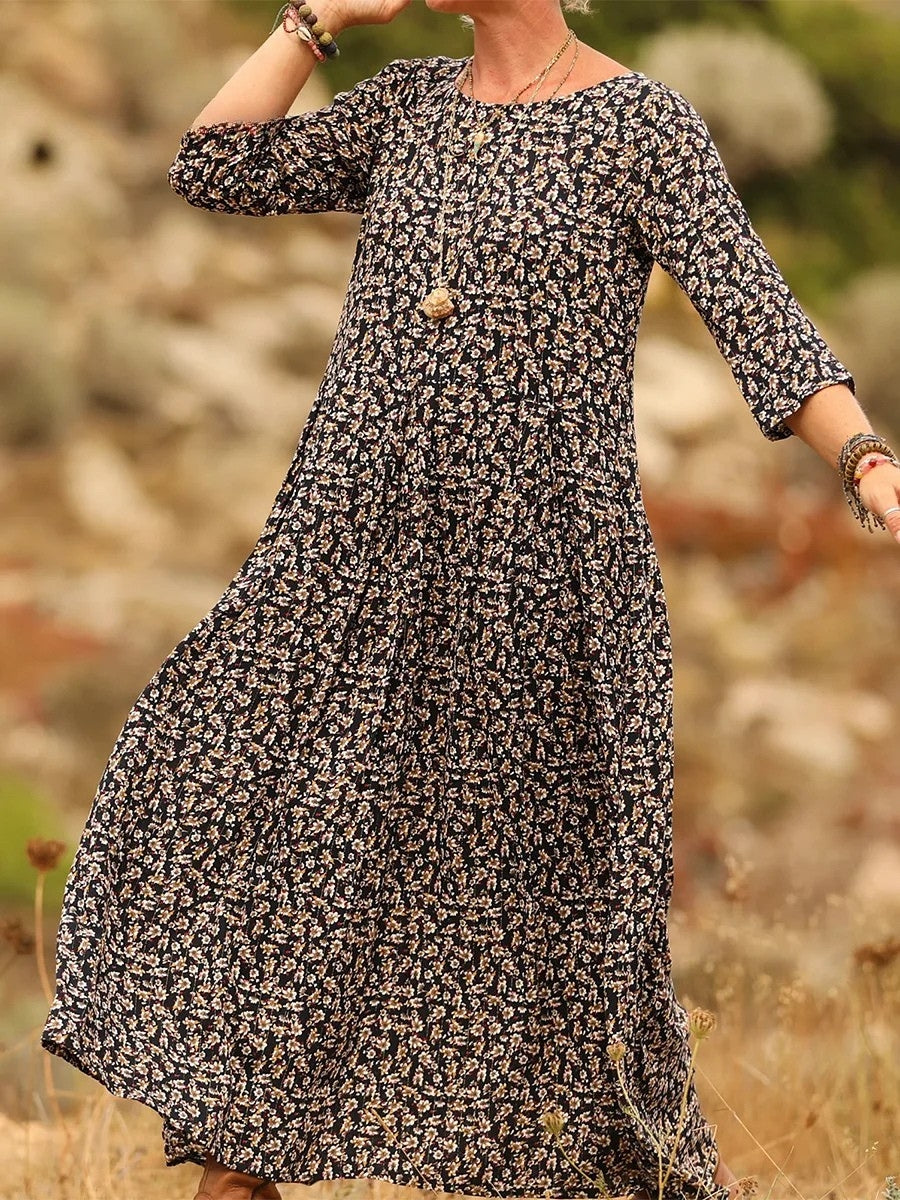 Noellaa - Comfortable Pleated Cotton And Linen Dress