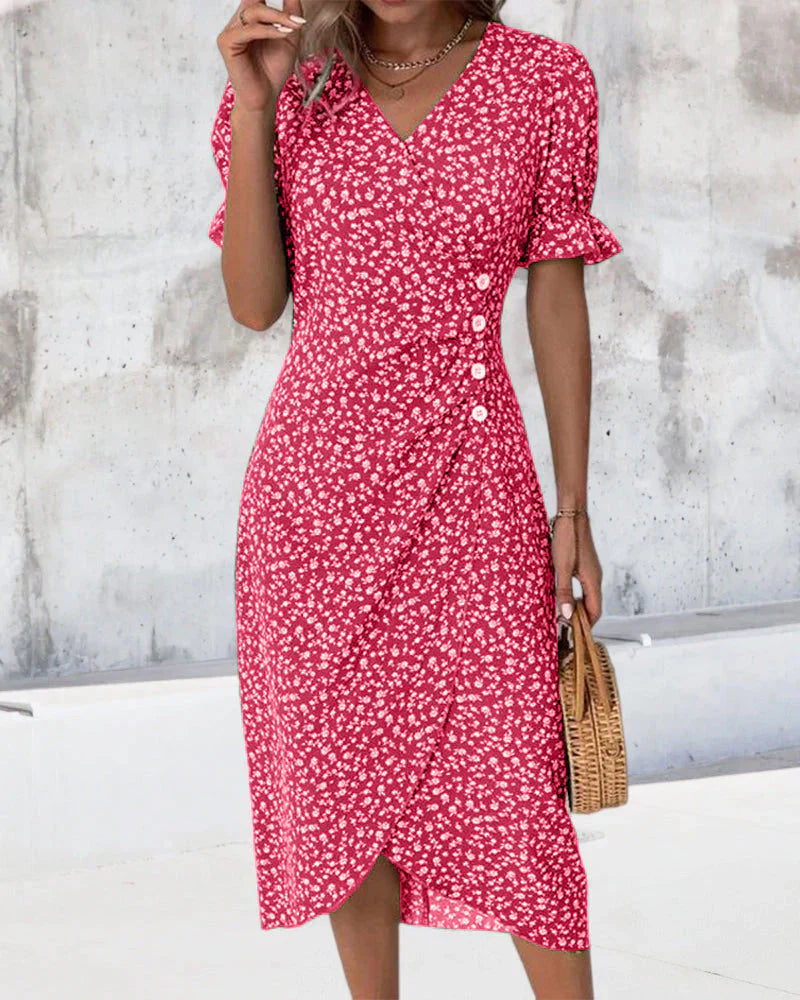 Tine - Short Sleeve Floral Print Dress