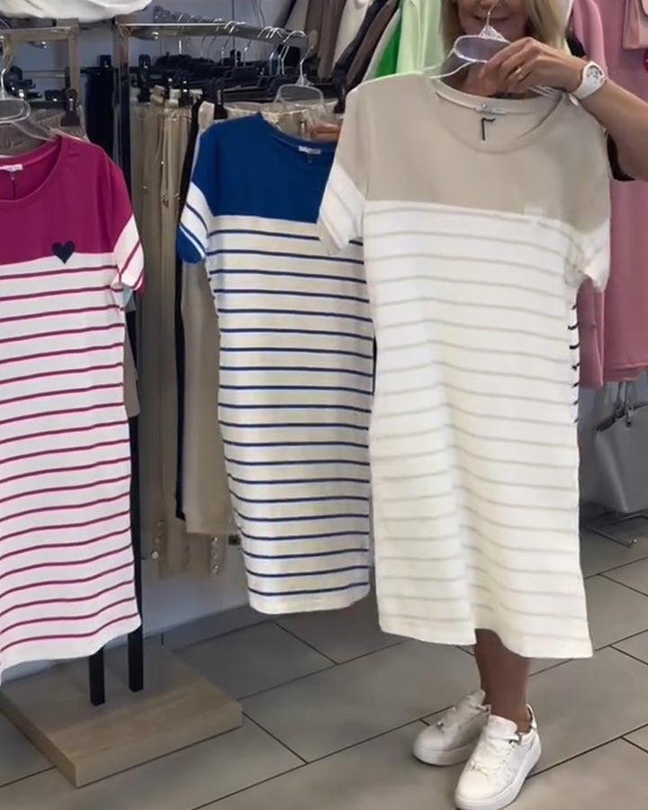 Luella - Casual Striped Round Neck Dress