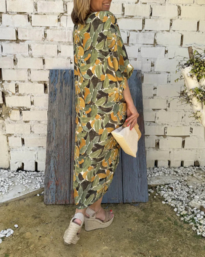Shilisa - V-Neck Dress With Cable Print