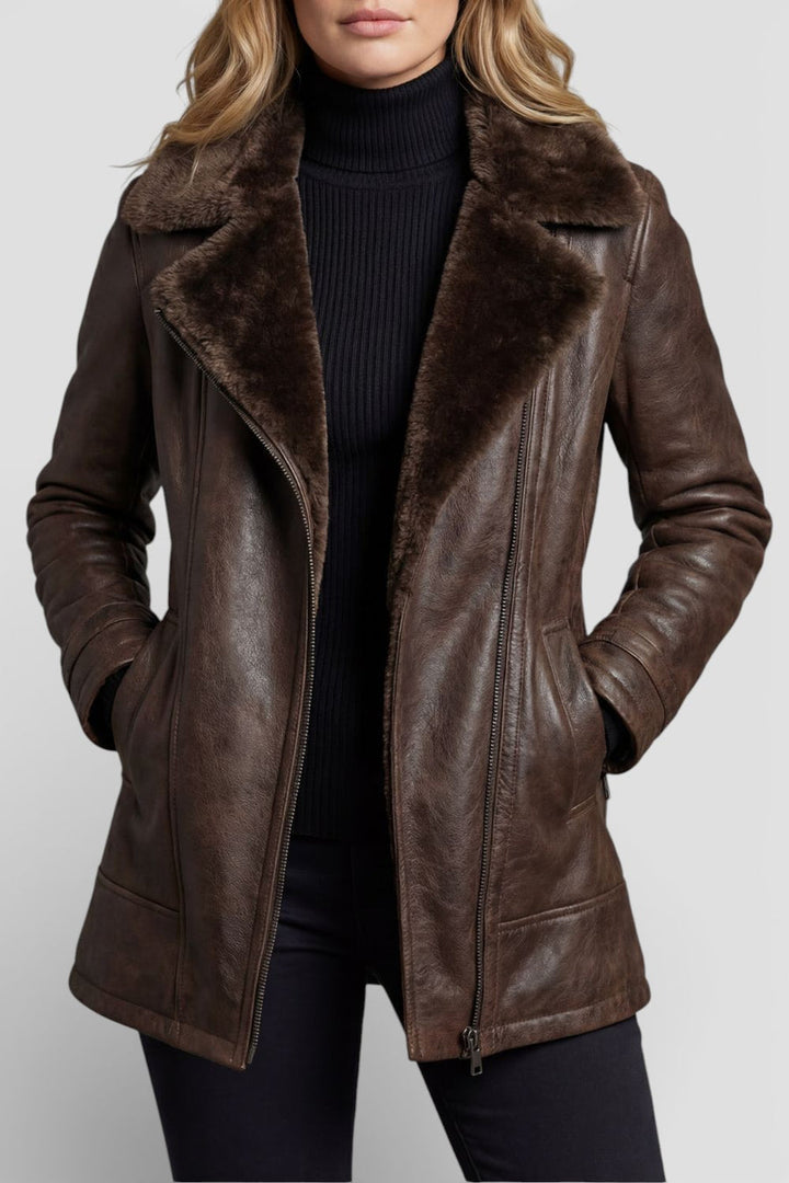 Mystara - Sheepskin Lined Leather Jacket