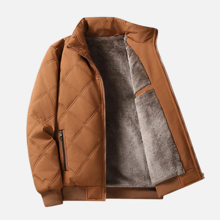 Grisson - Diamond Pattern Jacket with Stand-Up Collar