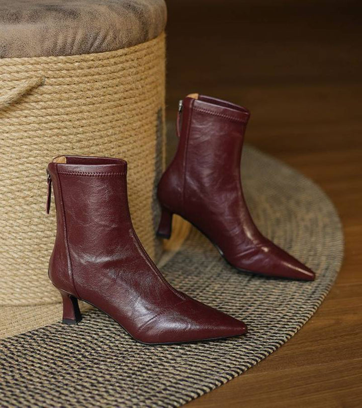 Sanduni - Leather Ankle Boot With Mid-Heel