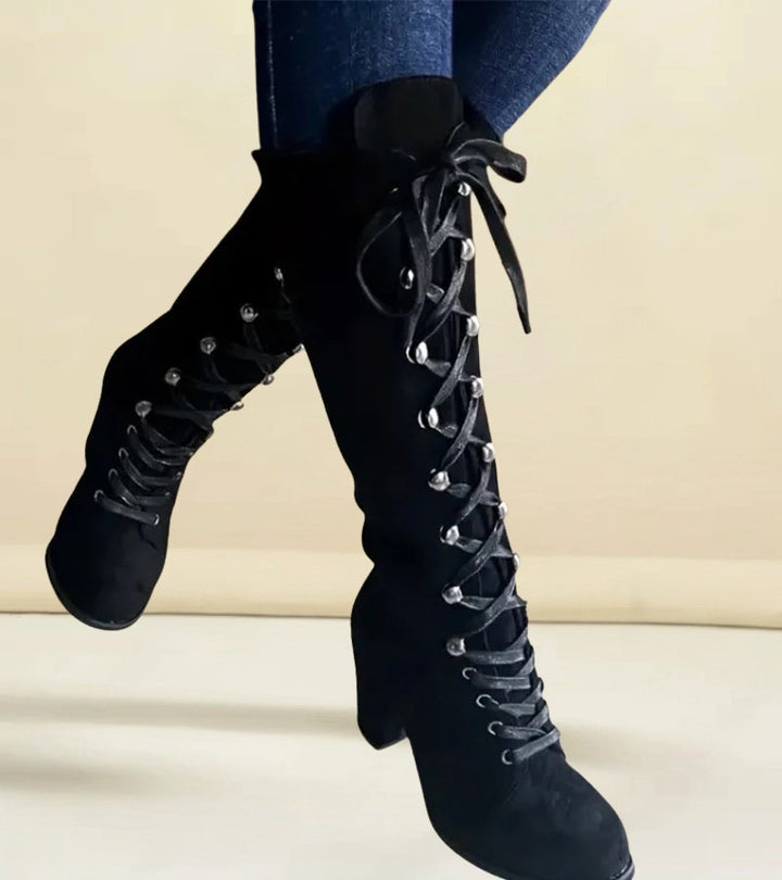 Asmita - Lace-Up High Heel Suede Boots