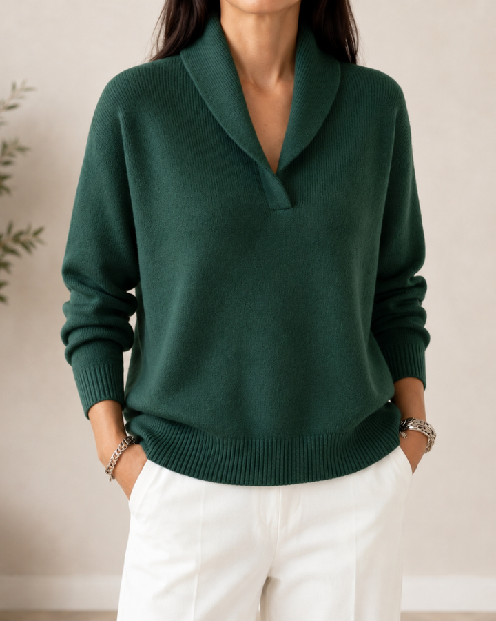 Prisuna - Long Sleeve V-Neck Sweater