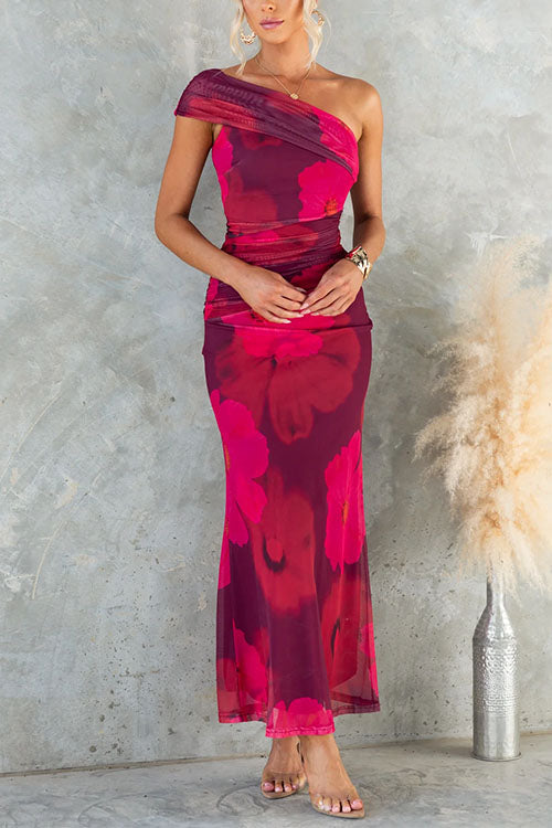 Lindsey - Elegant Floral Print Long Dress