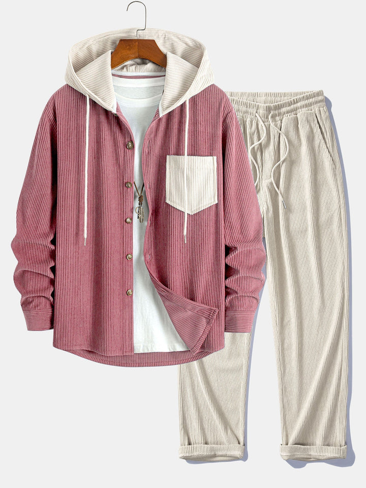 Cadmus - Corduroy Hooded Shirt And Pants Set