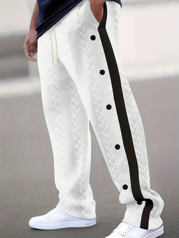 Jonass - Knitted Wide-Leg Trousers with Side Buttons