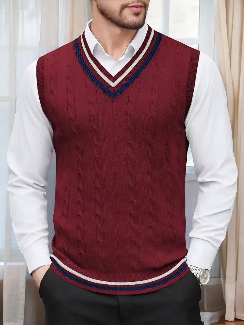 Duane - Sleeveless V Neck Knitted Sweater