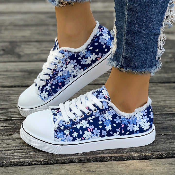 Bristy - Floral Print Lace-Up Shoes