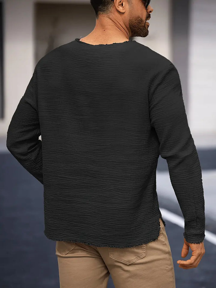 Demetrio - Casual Comfy Long Sleeve Shirt With V-Neck