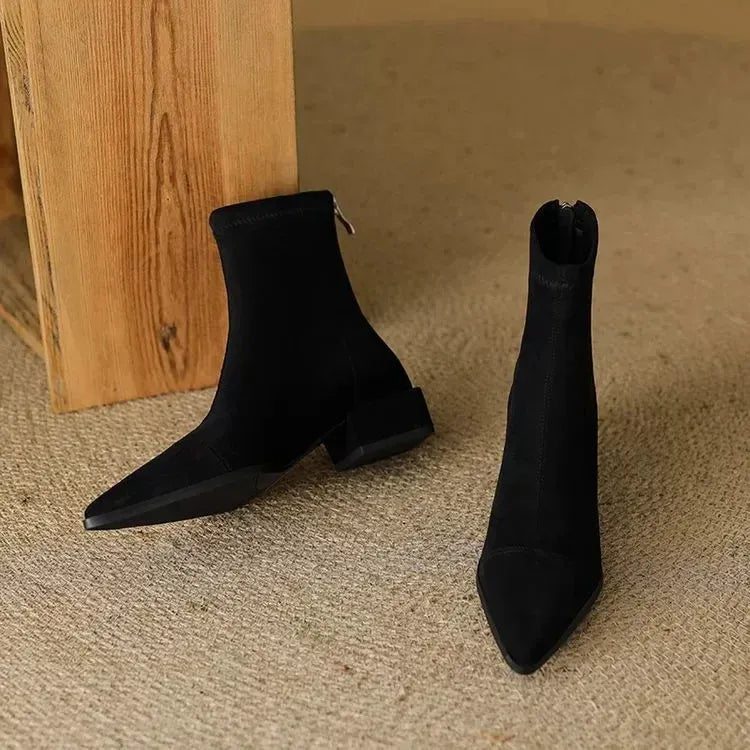 Palelle - Suede Ankle Boots With Pointed Toe