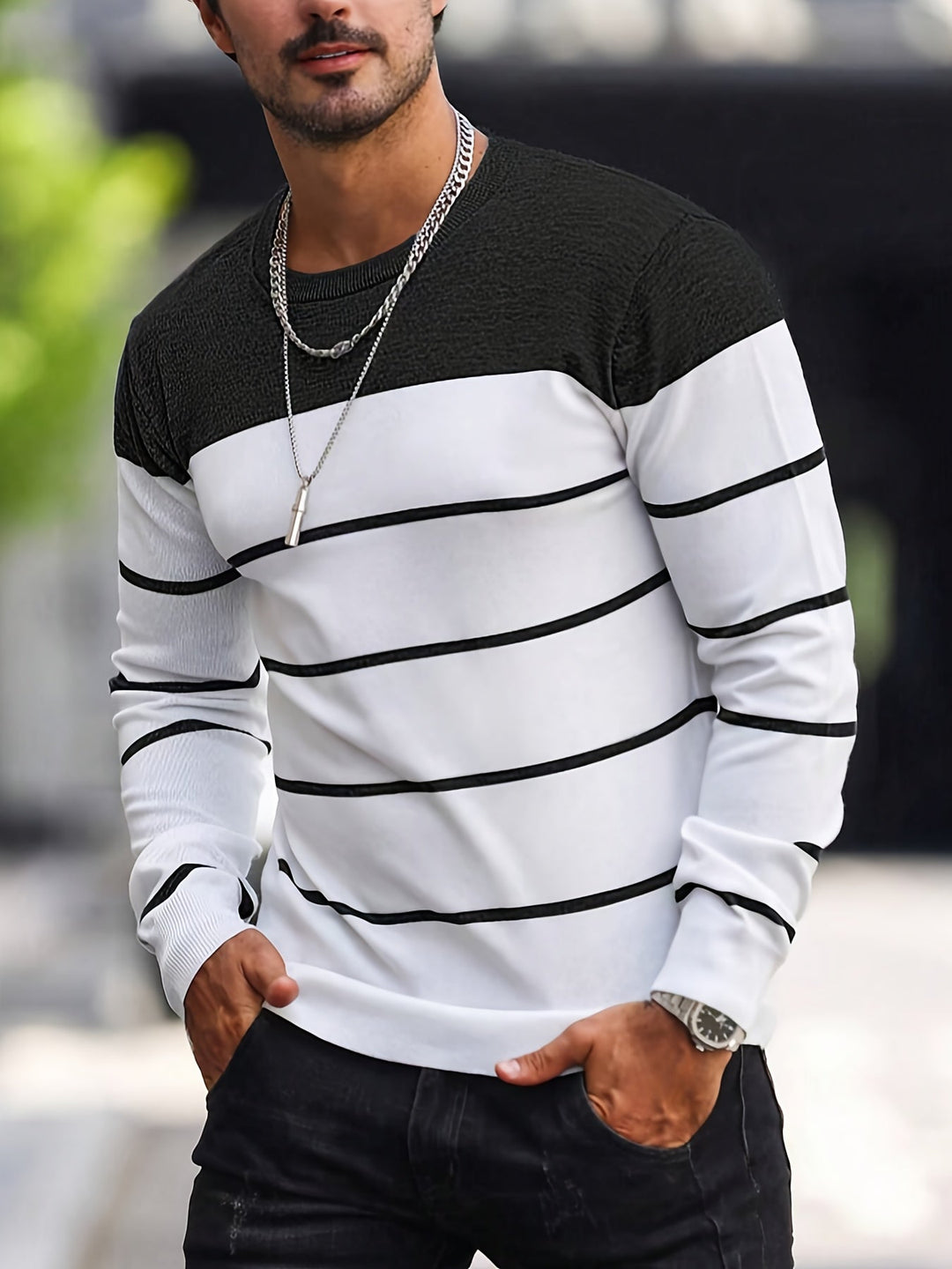 Valinat - Casual Striped Sweater With Long Sleeve