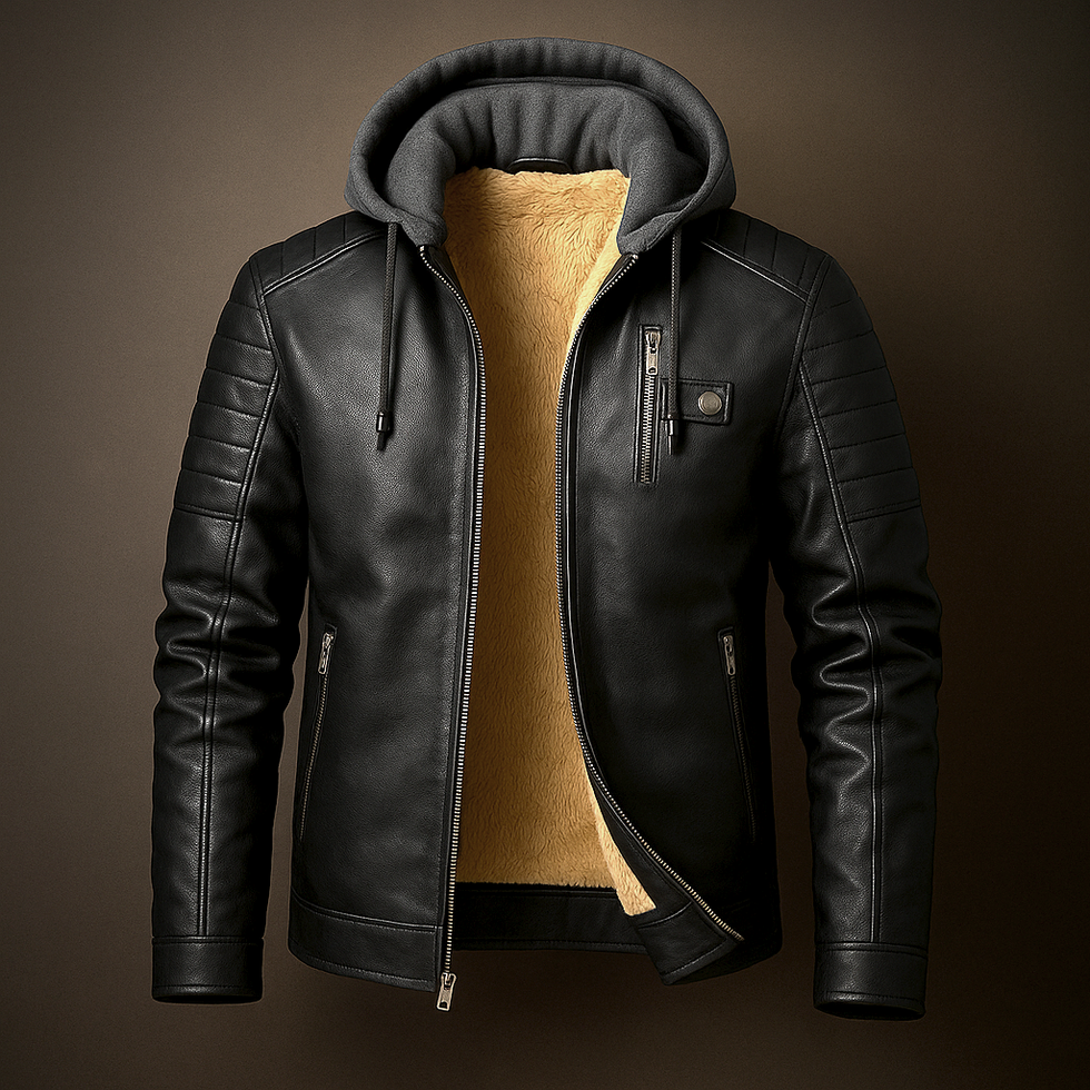 Glendon - Elegant Hooded Leather Jacket