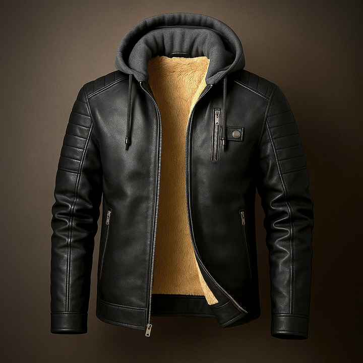 Glendon - Elegant Hooded Leather Jacket