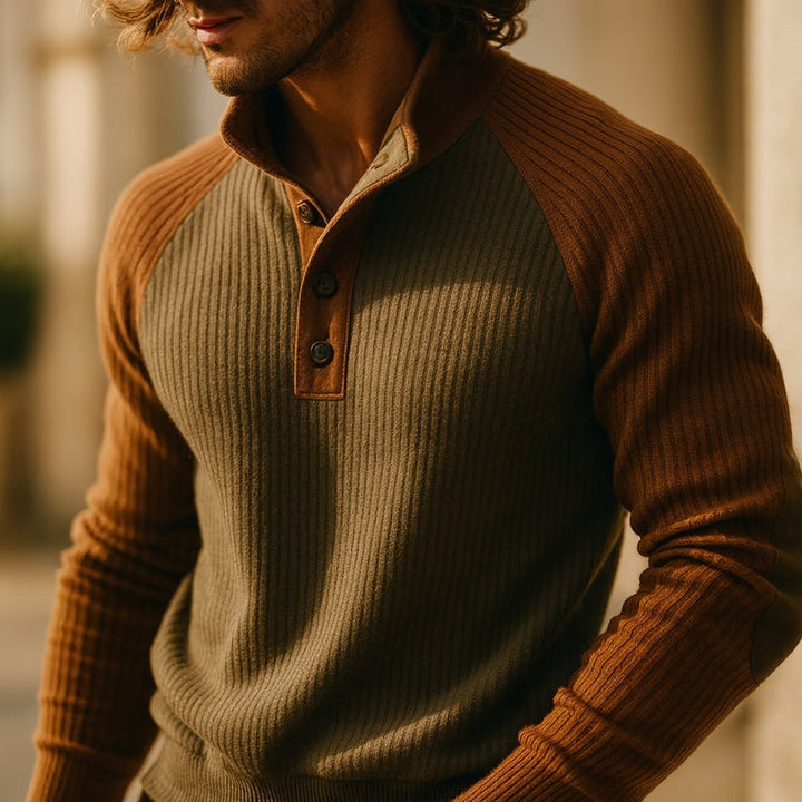 Raziel - Casual Long Sleeve knitted Shirt With Stand-UP Collar