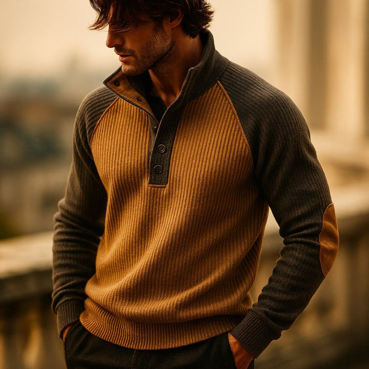 Raziel - Casual Long Sleeve knitted Shirt With Stand-UP Collar