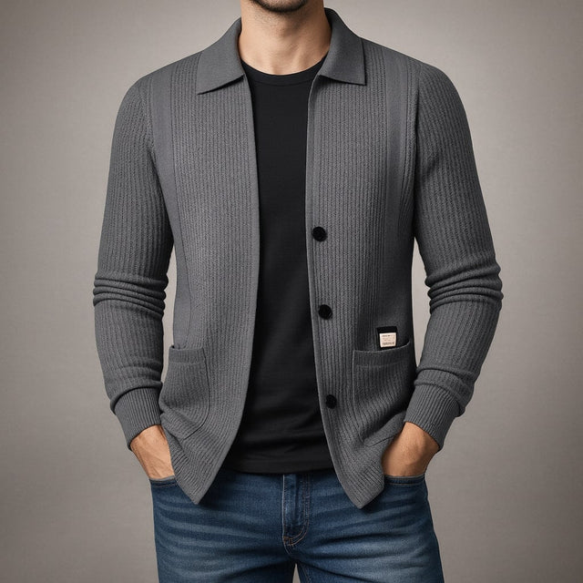Nawed - Slim Fit Lapel Knit Cardigan