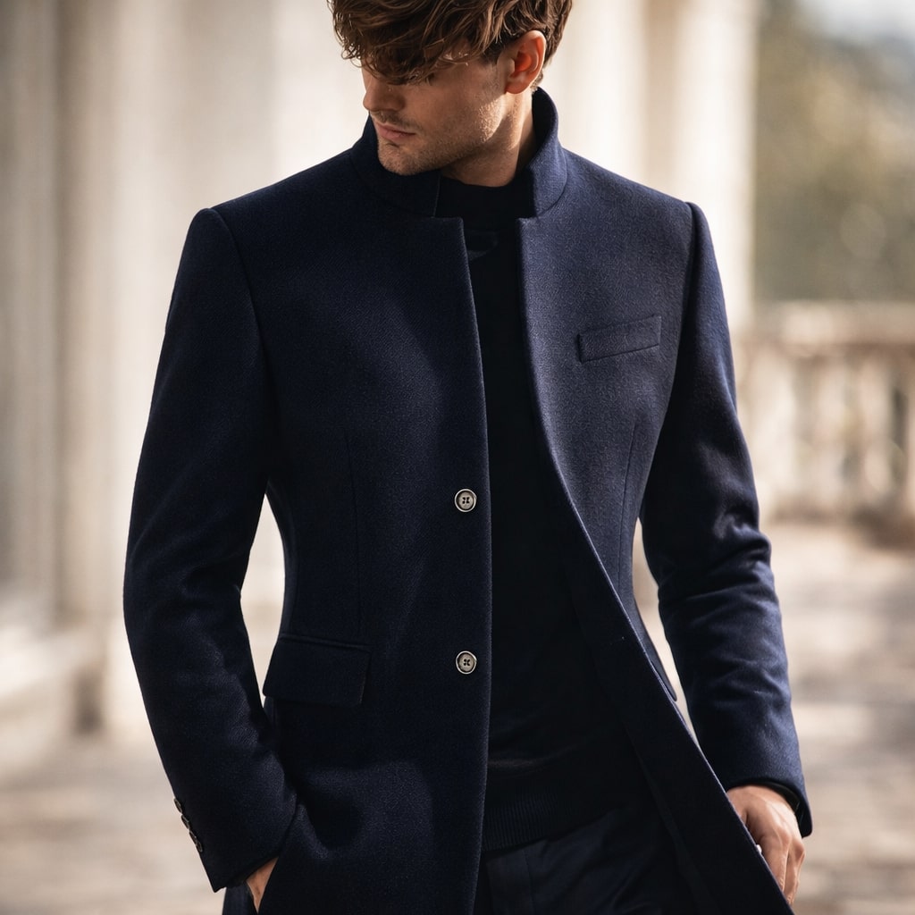Dusko - Stand-Up Collar Coat With Button