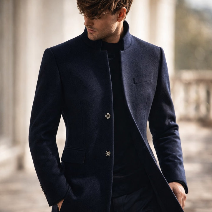 Dusko - Stand-Up Collar Coat With Button