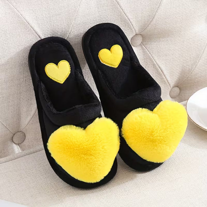 Raimira - Plush Heart Slippers With Non-Slip Soles