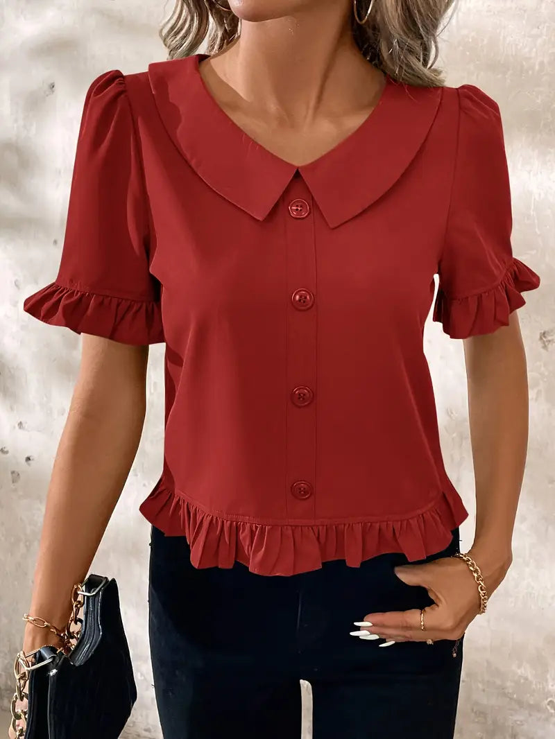 Foteini - Elegant Short Sleeve Blouse