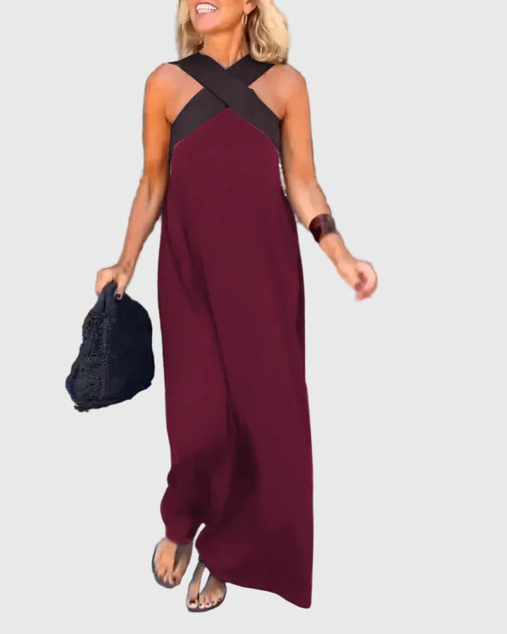 Frederikke - Elegant Maxi Dress With Crossover Neck