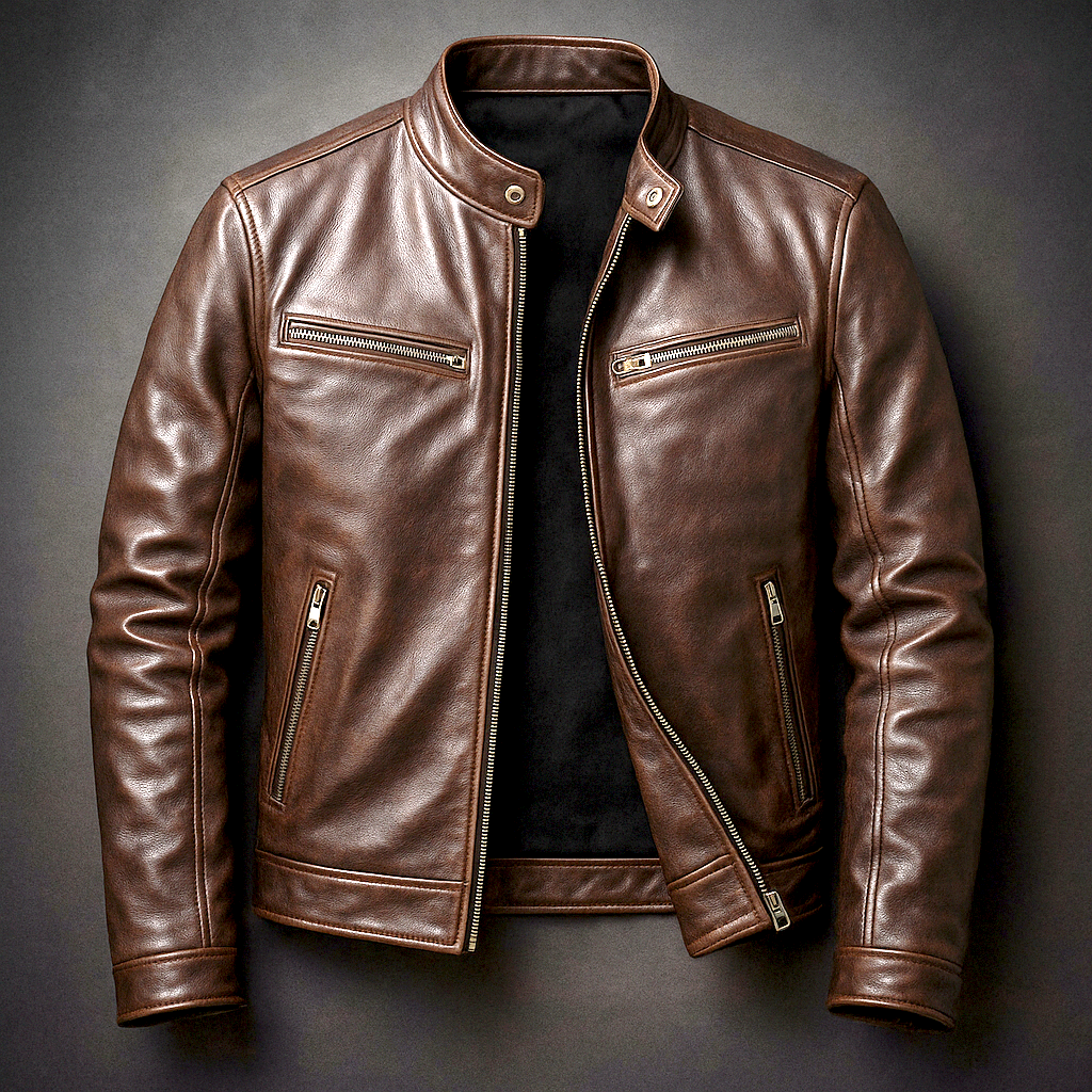 Jaromir - Vintage Leather Jacket With Zipper