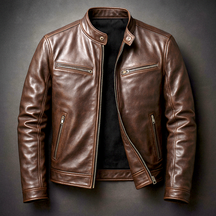 Jaromir - Vintage Leather Jacket With Zipper