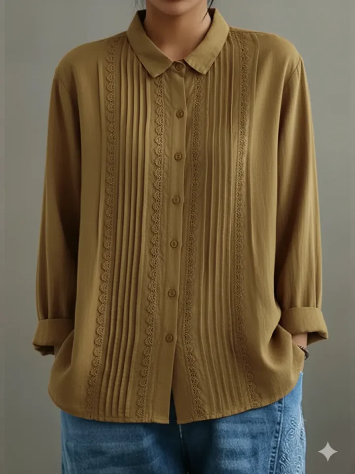 Kalanit - Patchwork Lace Linen And Cotton Shirt
