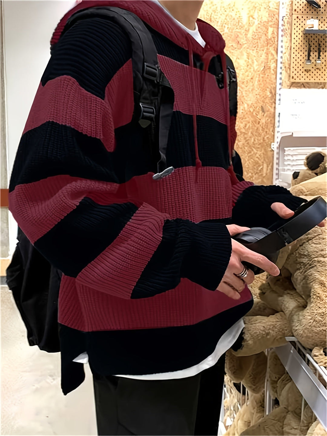 Tenzin - Oversized Striped Knitted Hoodie