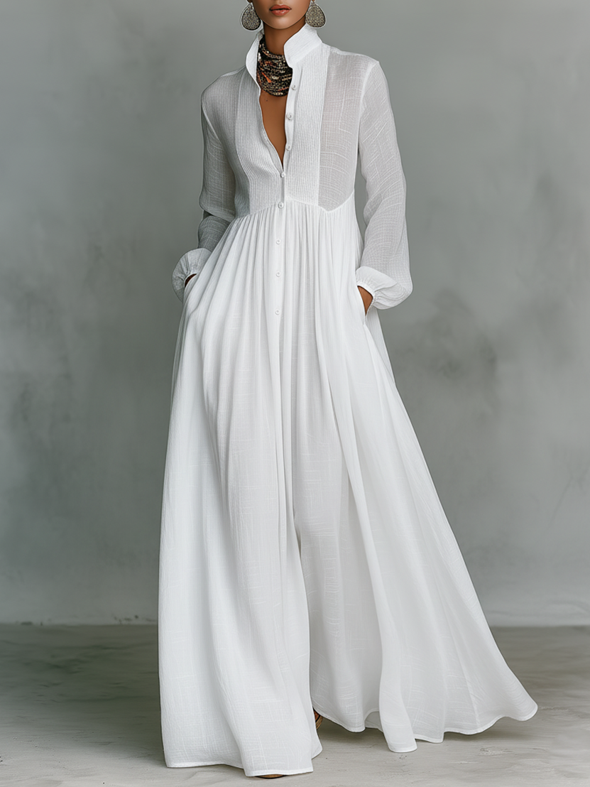 Naylia - Maxi Dress with High Neck and Long Sleeves