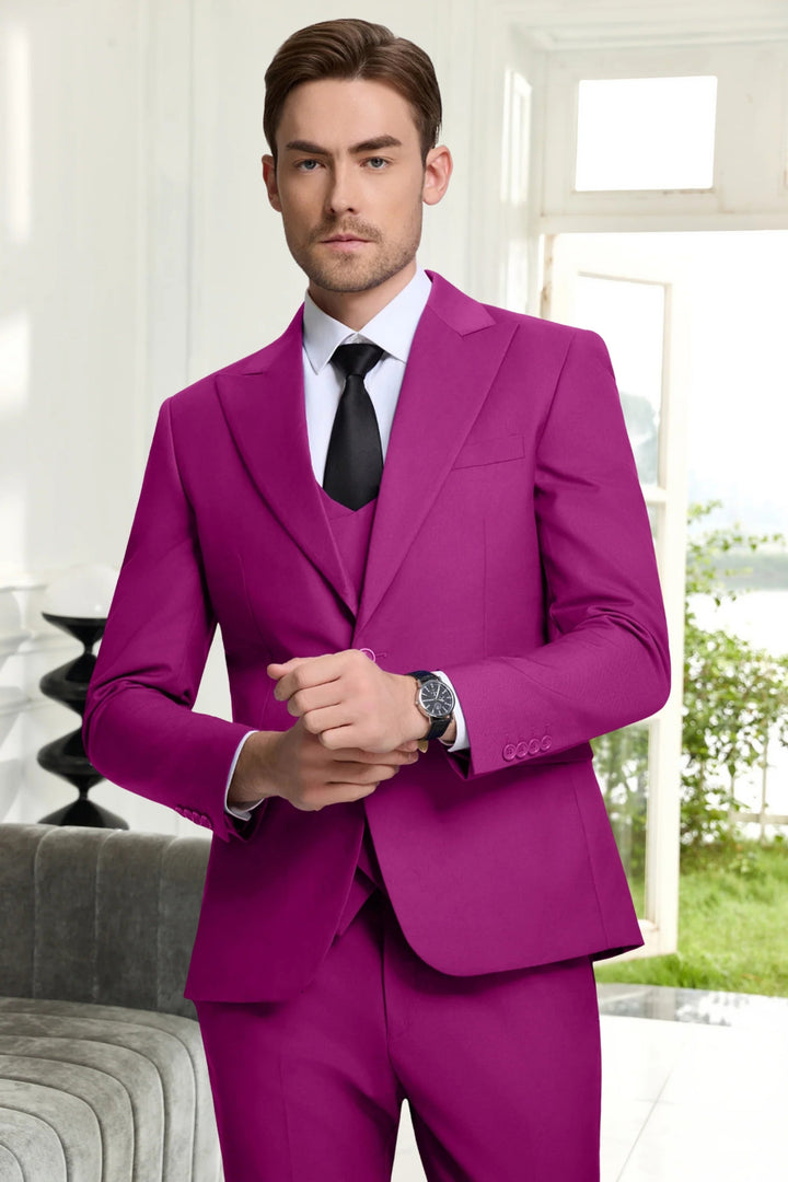 Gremist - Peak Lapel Slim Fit 3 Piece Suits