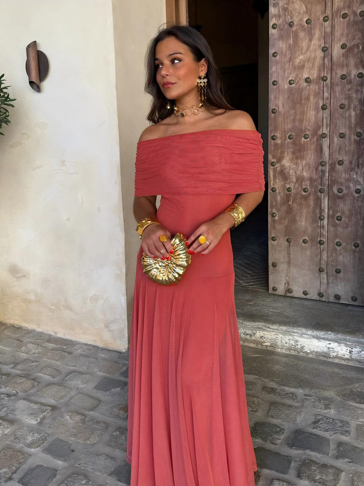 Dainia - One-Shoulder Mesh Maxi Dress